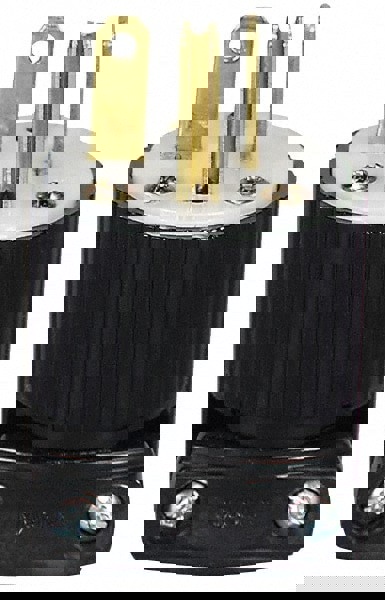 Straight Blade Plug: Industrial, 6-20P, 250VAC, Black & White